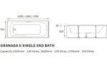 Neroli Single End Twin Grip Textured Base 8mm 1700x700x510mm 2TH Bath