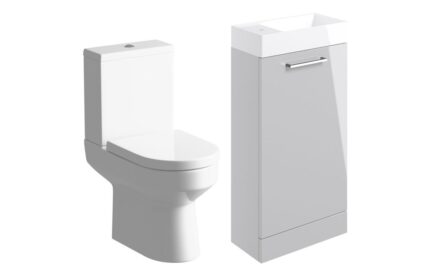 Corvina 410mm F/S Basin Unit & C/C Toilet Pack - Grey Gloss