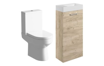 Corvina 410mm F/S Basin Unit & C/C Toilet Pack - Oak