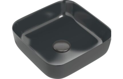 Ravel 400mm Ceramic Square Washbowl & Waste - Matt Black