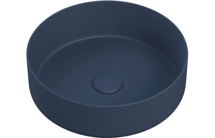 Ravel 355mm Ceramic Round Washbowl & Waste - Matt Deep Blue