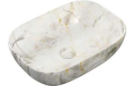 Eterna 460x330mm Ceramic Washbowl - White Marble Effect