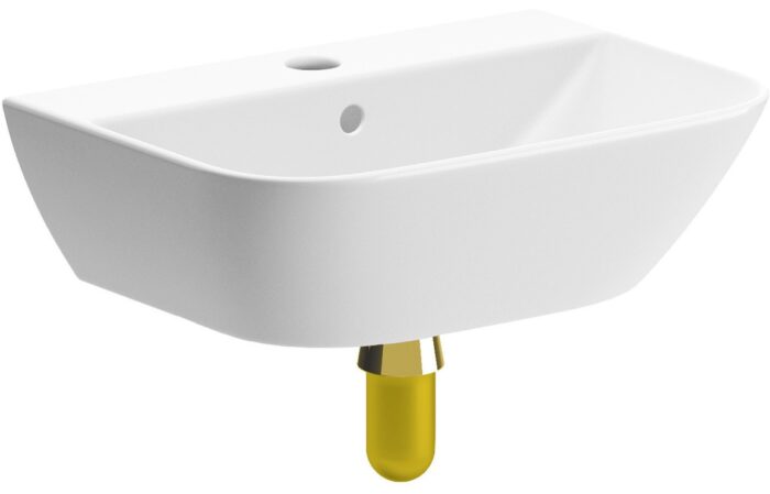 Aranze 450x320mm 1TH Cloakroom Basin & Brushed Brass Bottle Trap