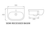 Dolce 555x435mm 1TH Semi Recessed Basin