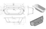 Avento Back To Wall SUPERCAST 1700x750x600mm 0TH Bath w/Legs