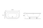 Avento Back To Wall SUPERCAST 1700x750x600mm 0TH Bath w/Legs