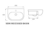 Solei 555x435mm 1TH Semi Recessed Basin