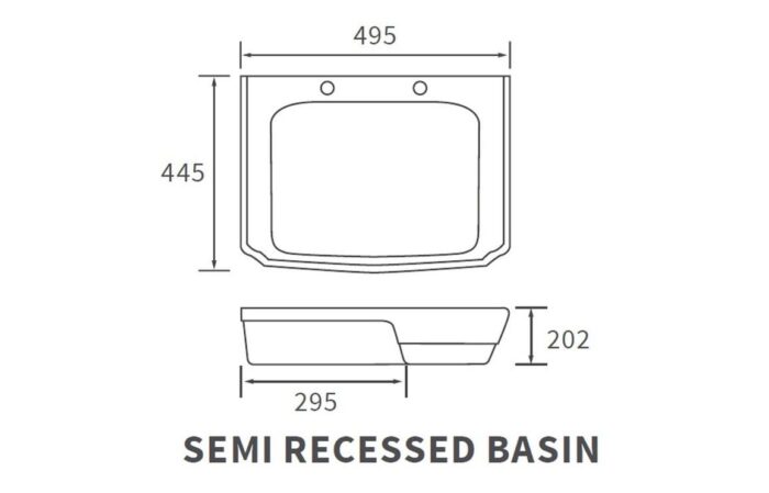Gonda 495x445mm 2TH Semi Recessed Basin
