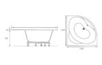 Beeloni Standard 1350x1350x620mm 0TH Corner Bath w/Legs
