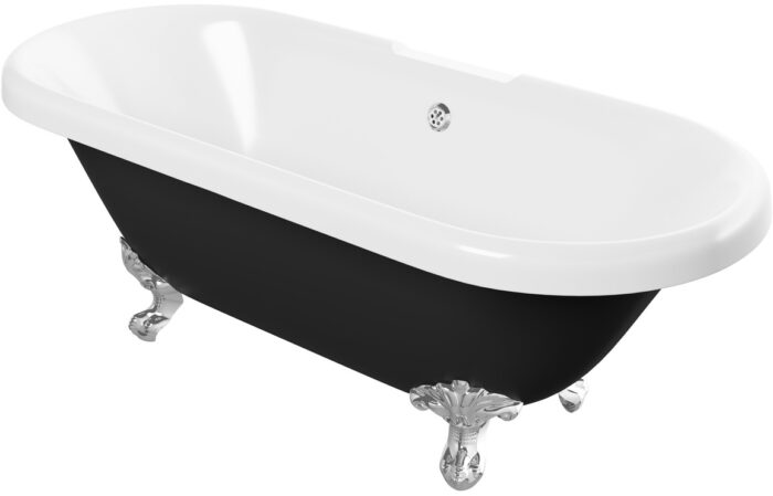 Yaleno Free Standing 1690x740x620mm 2TH Bath w/Feet - Black