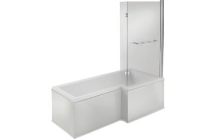 Umberto L Shape SUPERCAST 1700x850x560mm 0TH Shower Bath Pack (RH)