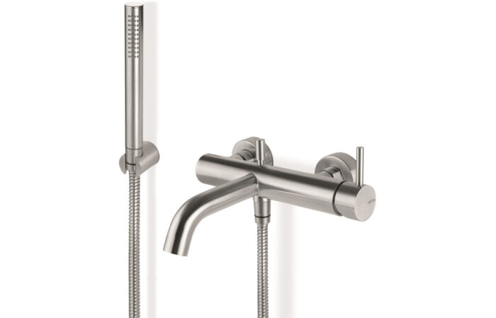 Vento Tiber Wall Mounted Bath/Shower Mixer - Brushed Steel