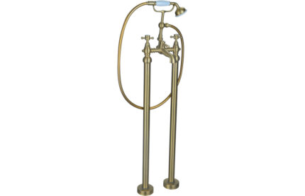 Brio Floor Standing Bath/Shower Mixer & Shower Kit - Brushed Brass