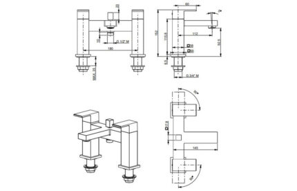 Vento Lys Deck Mounted Bath/Shower Mixer - Chrome