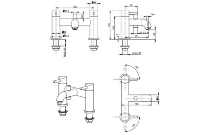 Vento Maira Deck Mounted Bath/Shower Mixer - Chrome