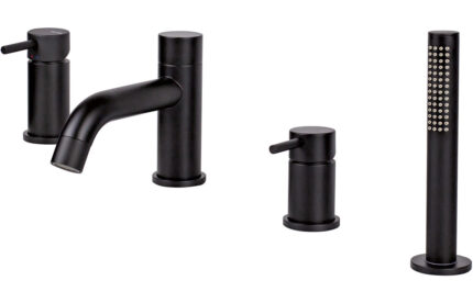 Vento Maira 4-Hole Deck Mounted Bath/Shower Mixer - Matt Black