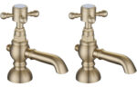 Brio Basin Pillar Taps - Brushed Brass
