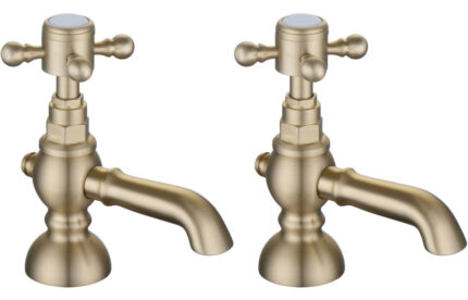 Brio Basin Pillar Taps - Brushed Brass