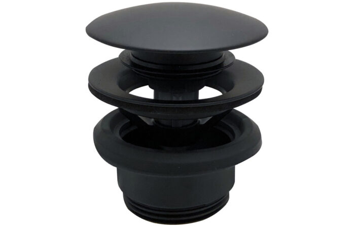 Vento Unslotted Push Button Waste - Matt Black