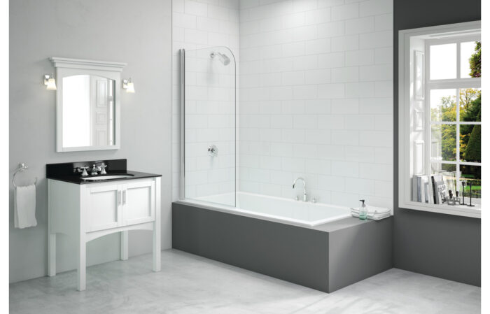 AquaNest 800x1500mm Single Curved Bath Screen