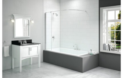 AquaNest 300x1500mm Curtain Rail Bath Screen - 8mm Glass