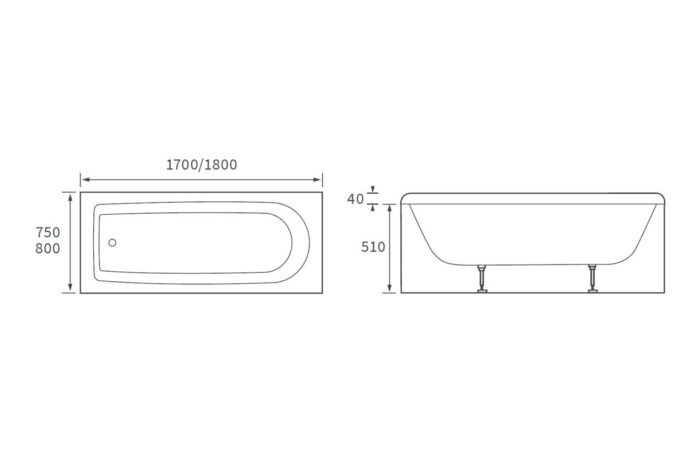 Silvano Round Single End 1500x700x550mm 0TH Bath w/Legs