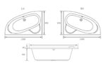 Torello 1500x950x600mm 0TH Offset Corner Bath w/Legs (LH)