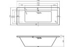 Umberto Square Double End 1700x700x550mm 0TH Bath w/Legs