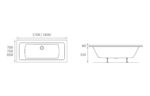 Umberto Square Double End 1700x700x550mm 0TH Bath w/Legs