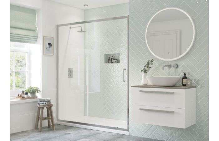 Flenzo 1500mm Sliding Door - Chrome