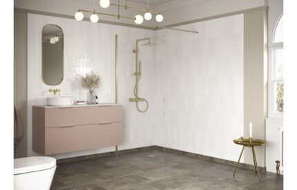 Icantra 1000mm Wetroom Panel & Support Bar - 8mm Glass - Brushed Brass