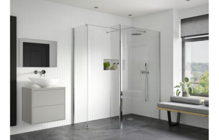 Icantra Optional 330mm Rotatable Wetroom Panel (Retrofit) - 8mm Glass - Chrome