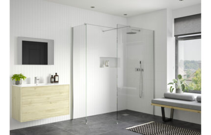 Icantra 700mm Wetroom Side Panel & Arm - 8mm Glass - Chrome