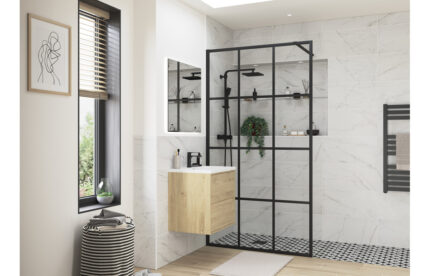 Icantra 1200mm Framed Wetroom Panel - 8mm Glass - Matt Black