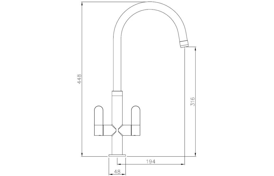 Demora Dritto Ora Monobloc Mixer Tap - Chrome/Black