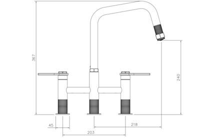 Demora Ono Bridge Dual Lever Mixer Tap w/Pull Out - Brushed Nickel