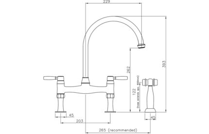Demora Luminosa Bridge Mixer Tap w/Handspray - Chrome