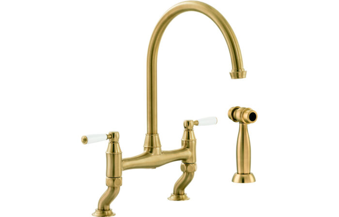 Abode Astbury Bridge Mixer Tap w/Handspray - Forged Brass