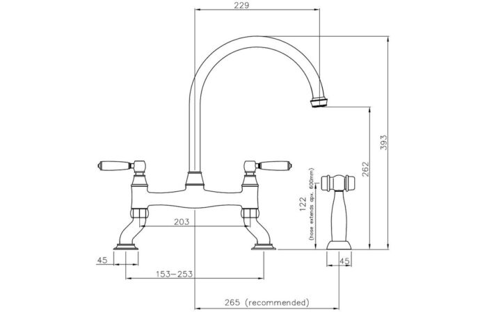 Demora Villarosa Bridge Mixer Tap w/Handspray - Forged Brass