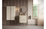 Covari 350mm Wall Hung 1 Door Tall Unit - Matt Cotton & Oak Effect