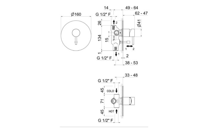 Vento Tiber Two Outlet Shower Mixer w/Diverter