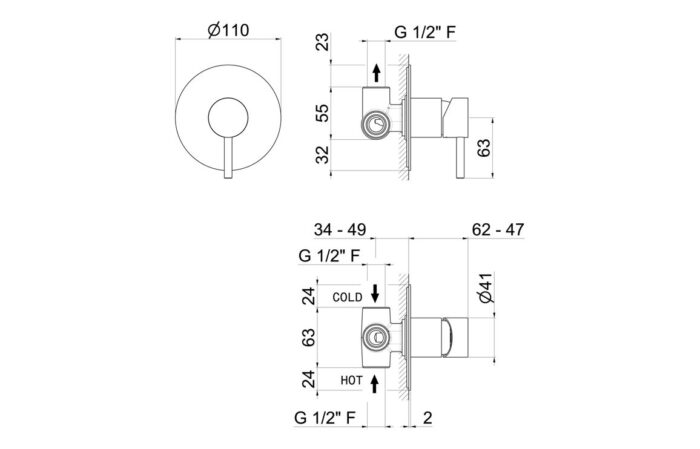 Vento Tiber Single Outlet Shower Mixer