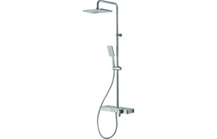 Vento Thermostatic Shower Column w/Fixed Head Riser Shelf & Foot Wash - White/Chrome