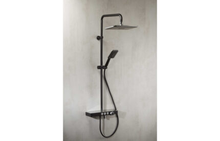 Thermostatic Shower Column w/Fixed Head Riser Shelf & Foot Wash