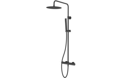 Vento Thermostatic Shower Column w/Fixed Head & Riser - Matt Black