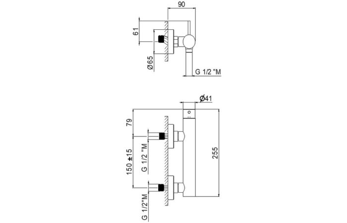 Vento Maira Wall Mounted Single Outlet Shower Mixer