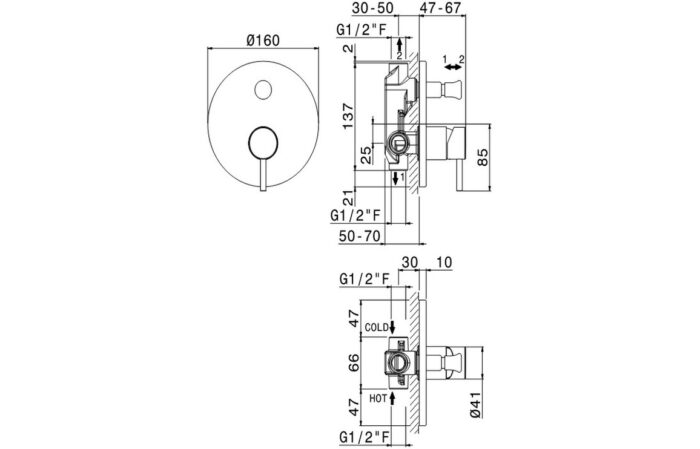 Vema Maira Concealed Two Outlet Shower Mixer w/Diverter