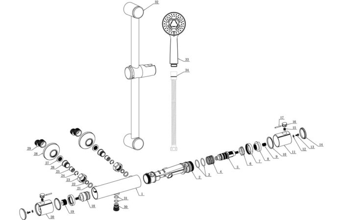 Tervia Cool-Touch Thermostatic Bar Mixer Shower