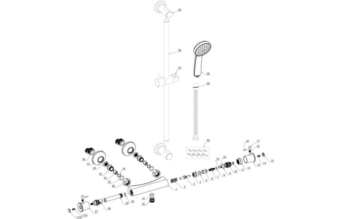 Pluvio Thermostatic Bar Mixer Shower