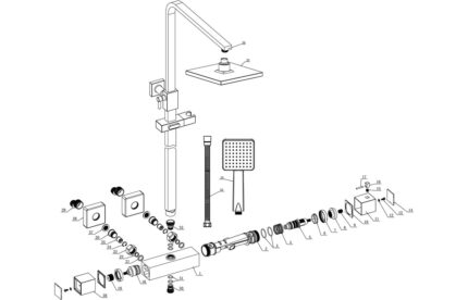 Argento Cool-Touch Thermostatic Mixer Shower w/Riser & Overhead Kit